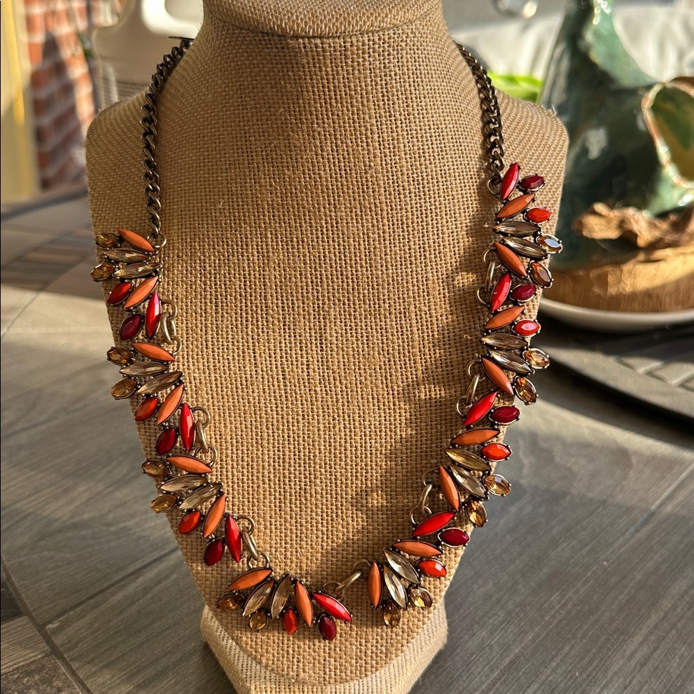 LOFT Autumn Colored Rhinestone Chunky Necklace - Picture 8 of 8
